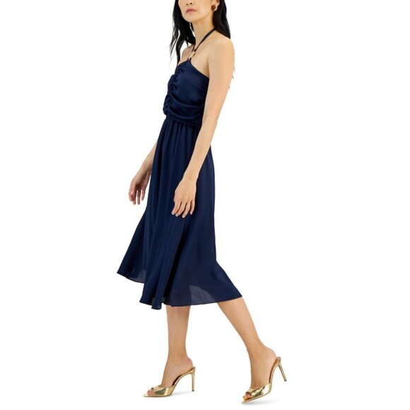 I.N.C. International Concepts Women's Size Medium Ruched Blue Halter Dress NWT - Picture 3 of 8